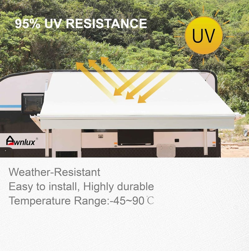 AWNLUX -RV Awning Fabric Replacement - Heavy Duty Weatherproof 4-Ply Vinyl Camper Awning Fabric - Universal Outdoor Canopy for Camper, Trailer, and Motorhome Awnings - Solid White - 13' (Fabric 12'2") - Image 2